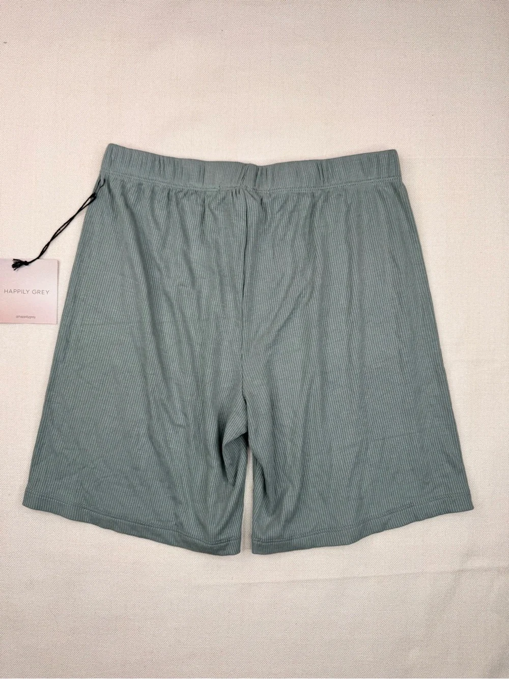 Happily Grey Lounge Shorts Womens Size M Sage Green Ribbed Pull-On